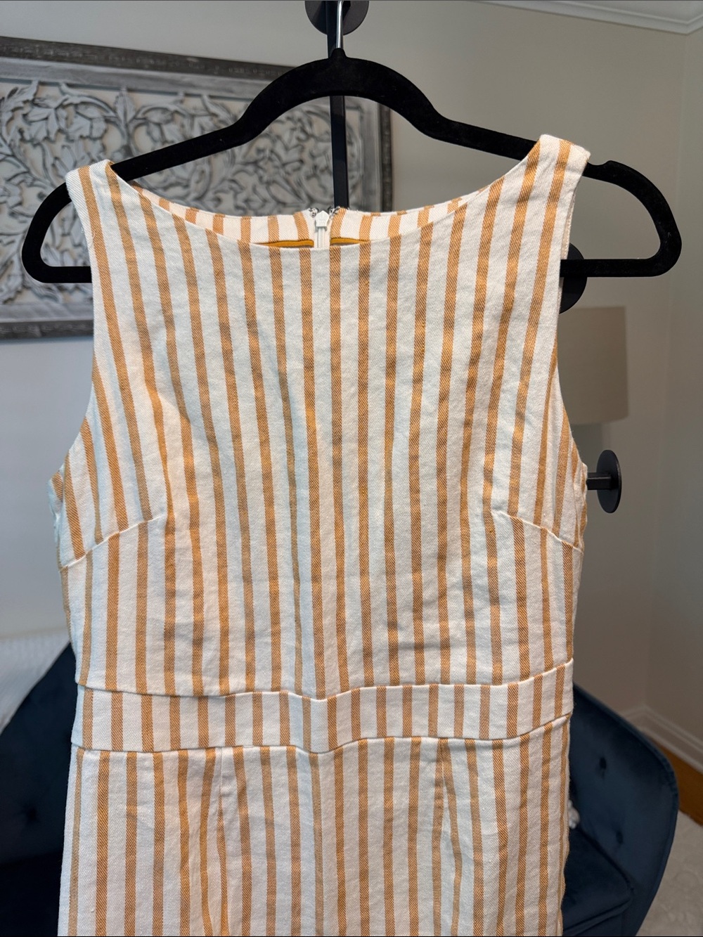 Boden Striped Sleeveless Midi Dress in Mustard and White - Picture 5 of 5